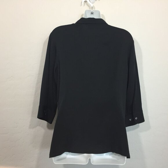 Valerie Stevens Womens Black Stretch Blouse Work Size Medium - Picture 3 of 4